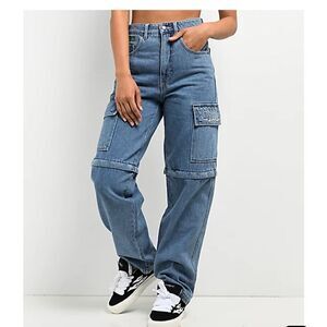 Empyre Tori Shindig Blue Zip Off Cargo Jeans Size 4